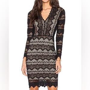 Nightcap Sierra Black Nude Lining Stretch Lace Bodycon Dress 3 M 6/8